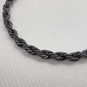 Obsidian Gray Stainless Steel Twisted Rope Chain Bracelet Men & Women